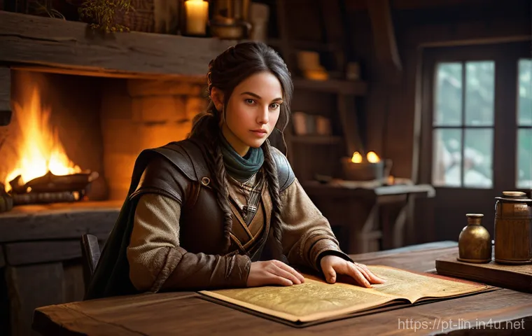 리니지 퀘스트 순위 비교 - **Prompt:** A focused female fantasy adventurer, in her late 20s, with a determined expression. She ...