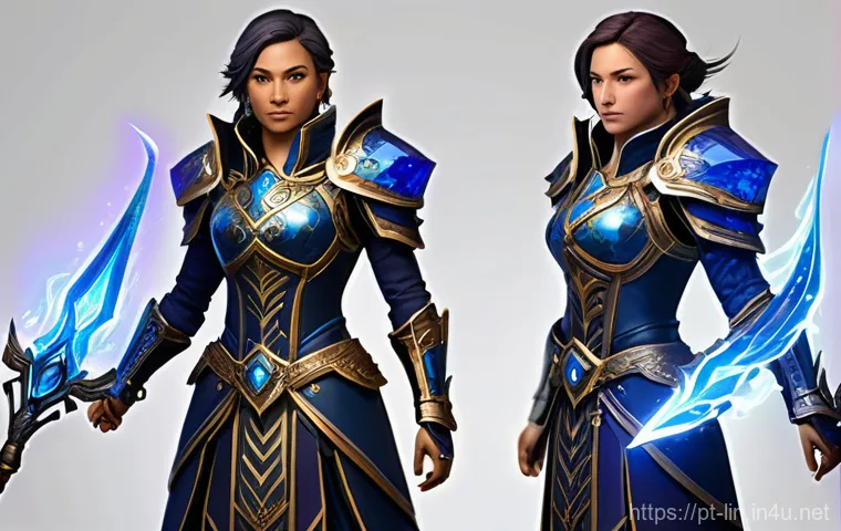 리니지 신규 클래스 소식 - A strategic, cooperative scene inside a vast, ancient dungeon, focusing on the new class character, ...