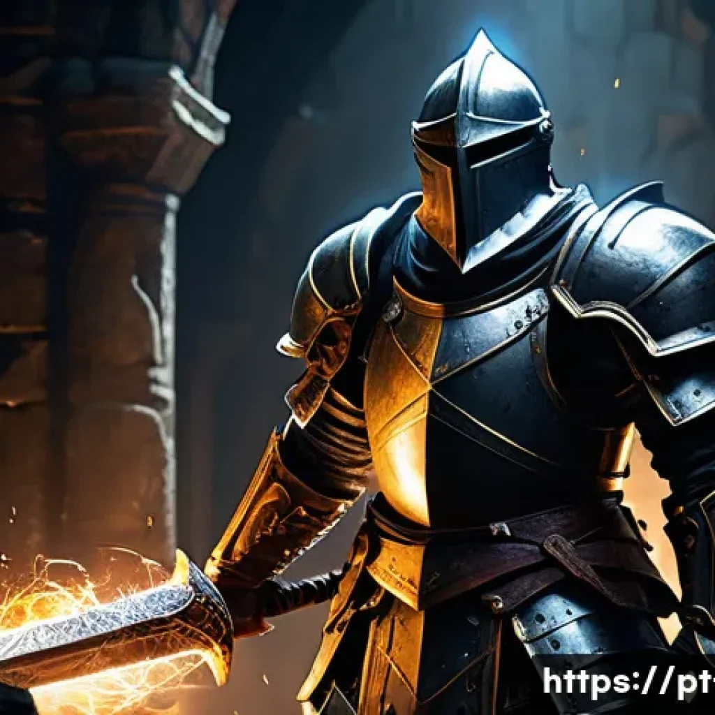 리니지 직업별 스킬 조합 - **A Balanced Guardian Amidst Chaos:** A heroic, heavily armored human knight, with intricate glowing...