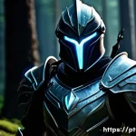 리니지 변신 장비 효과 - A dynamic fantasy warrior character wearing intricately designed transformation armor that blends sl...