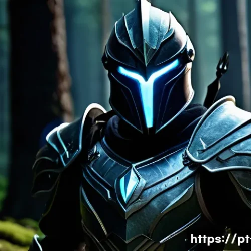 리니지 변신 장비 효과 - A dynamic fantasy warrior character wearing intricately designed transformation armor that blends sl...