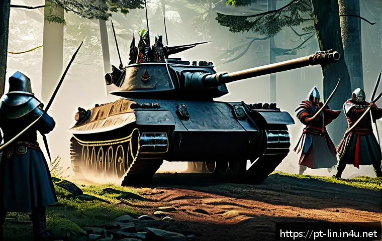 리니지 단체 사냥 전략 - A dynamic fantasy RPG party hunting scene showing a balanced group composition with a heavily armore...