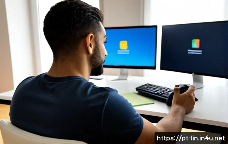 리니지 계정 복구 방법 - Photorealistic home office scene of an adult Portuguese-speaking gamer calmly recovering access to a...